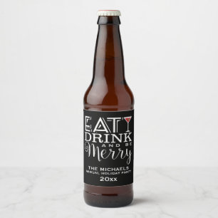Étiquette Pour Bouteilles De Bière Mangez, buvez et soyez Joyeux, Stripes