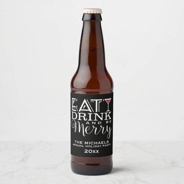 Étiquette Pour Bouteilles De Bière Mangez, buvez et soyez Joyeux, Stripes (Devant)
