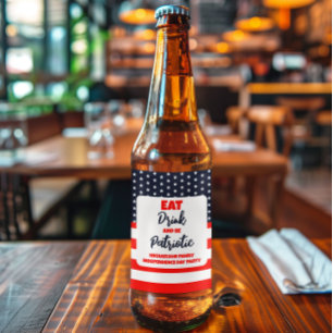 Étiquette Pour Bouteilles De Bière Mangez Un Verre Et Soyez Patriotique 4 juillet