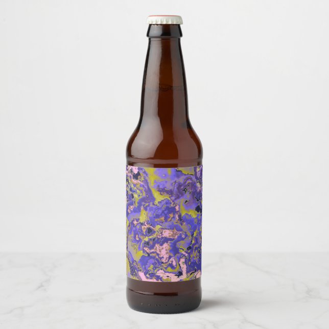 Étiquette Pour Bouteilles De Bière Marbre Radioactif (Devant)