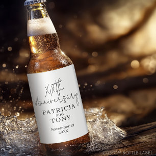 Étiquette Pour Bouteilles De Bière Mariage Anniversaire Personnalisé BW Moderne
