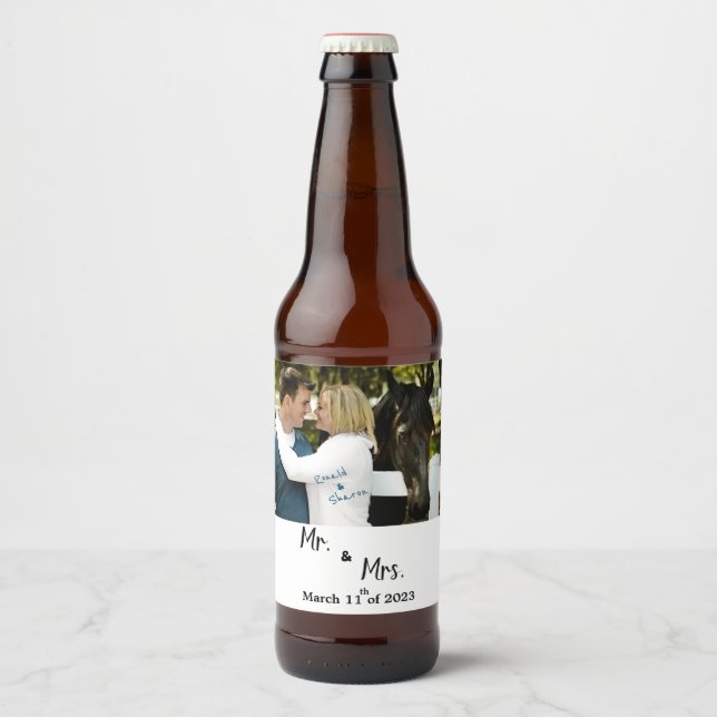 Étiquette Pour Bouteilles De Bière Mariage avec photo (Devant)