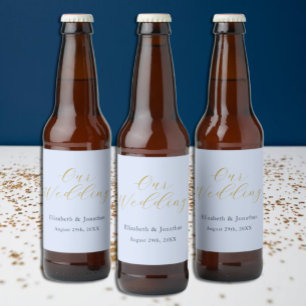 Étiquette Pour Bouteilles De Bière Mariage bleu opulent