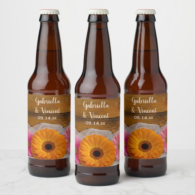 Étiquette Pour Bouteilles De Bière Mariage campagnard Daisy Trio