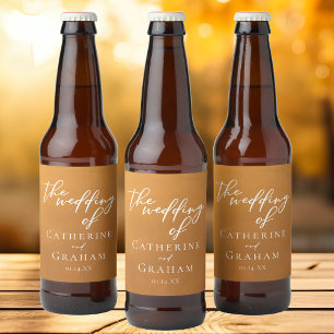 Étiquette Pour Bouteilles De Bière Mariage de automne d'or rustique personnalisé