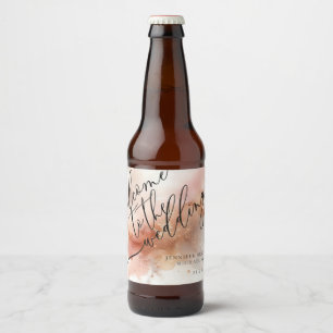 Étiquette Pour Bouteilles De Bière Mariage de bienvenue rose or poussière aquarelle M