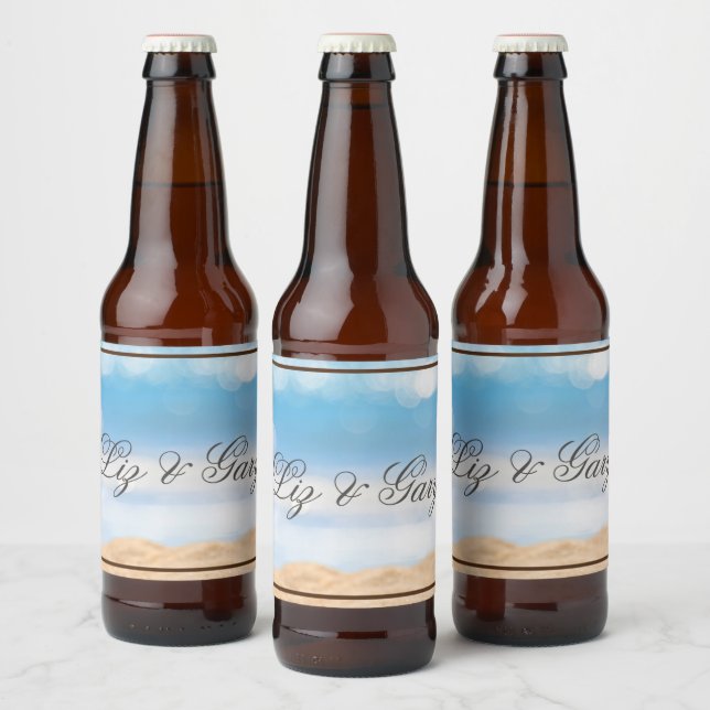 Étiquette Pour Bouteilles De Bière Mariage de destination de la plage (Bouteilles)