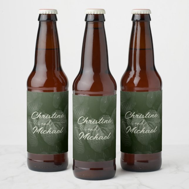 Étiquette Pour Bouteilles De Bière Mariage de printemps à la feuille verte (Bouteilles)
