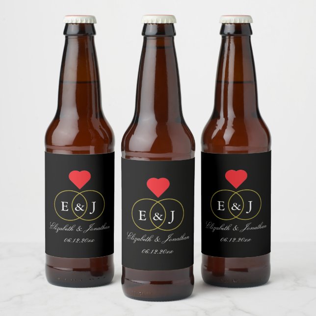 Étiquette Pour Bouteilles De Bière Mariage Entwin Rings (Bouteilles)