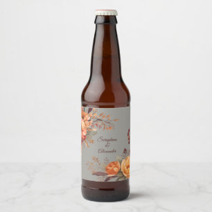 Étiquette Pour Bouteilles De Bière Mariage Floral Rustique Aquarelle d'Automne