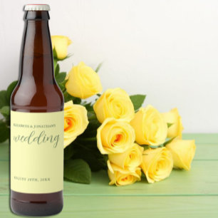 Étiquette Pour Bouteilles De Bière Mariage minimaliste Beurre Jaune et Sage