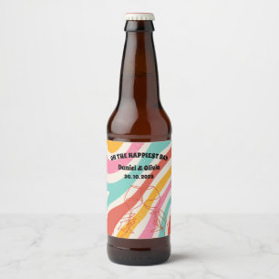 Étiquette Pour Bouteilles De Bière Mariage minimaliste coloré