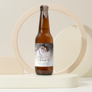 Étiquette Pour Bouteilles De Bière Mariage minimaliste de superposition photo