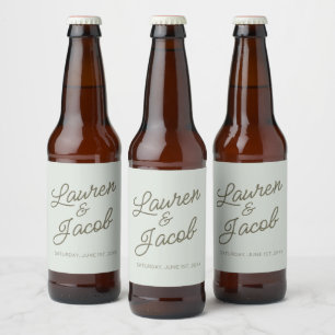 Étiquette Pour Bouteilles De Bière Mariage minimaliste vert moderne