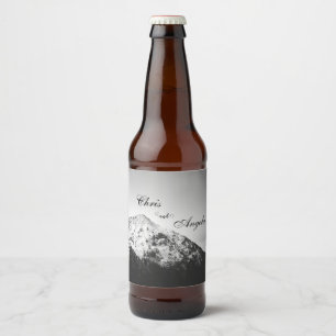 Étiquette Pour Bouteilles De Bière Mariage noir et blanc sous les montagnes