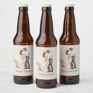 Étiquette Pour Bouteilles De Bière Mariage occidental rustique