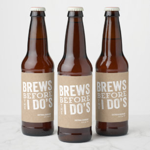 Étiquette Pour Bouteilles De Bière Mariage personnalisé kraft de Brews before I Do's