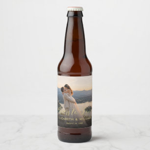 Étiquette Pour Bouteilles De Bière Mariage personnalisé pois dorés et noirs