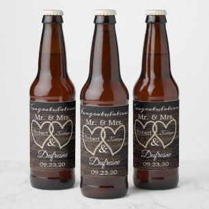 Étiquette Pour Bouteilles De Bière Mariage Rustic Pearls/Anniversaire