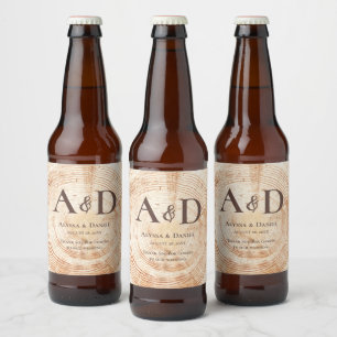 Étiquette Pour Bouteilles De Bière Mariage rustique écorce en bois d'arbre Personnali