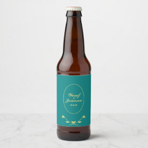 Étiquette Pour Bouteilles De Bière Mariage turquoise et Gold