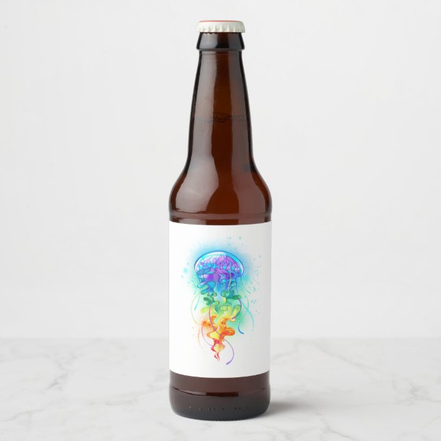Étiquette Pour Bouteilles De Bière Méduse arc-en-ciel (Devant)