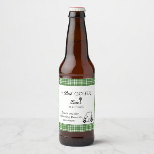 Étiquette Pour Bouteilles De Bière Meilleur Golfer Green Plaid personnalisé