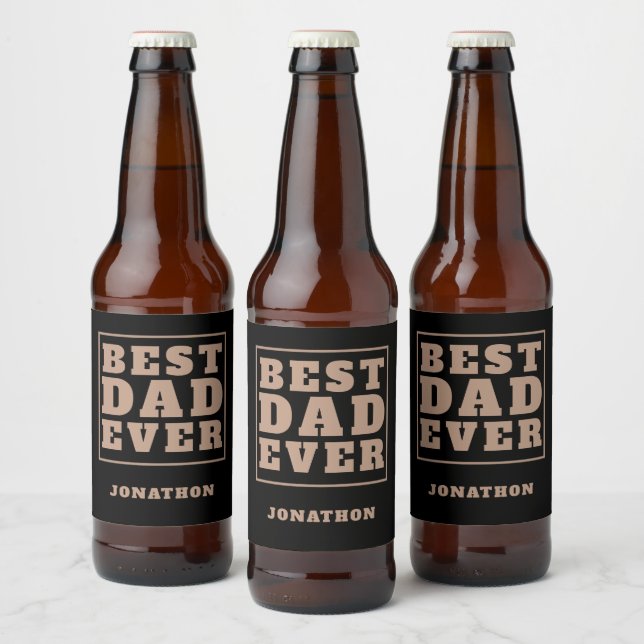 Étiquette Pour Bouteilles De Bière Meilleur Papa Jamais Nom Typographie Noir (Bouteilles)