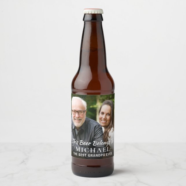 Étiquette Pour Bouteilles De Bière Meilleure photo grand-père jamais personnalisée (Devant)