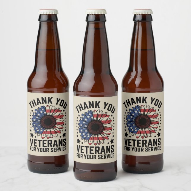 Étiquette Pour Bouteilles De Bière Merci Anciens combattants Tournesol Jour des ancie (Bouteilles)