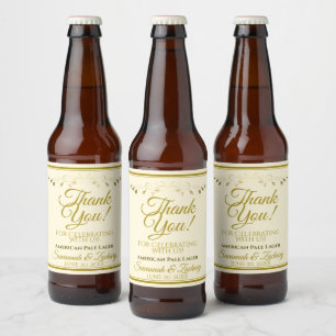 Étiquette Pour Bouteilles De Bière Merci de mariage élégant Gold & Cream