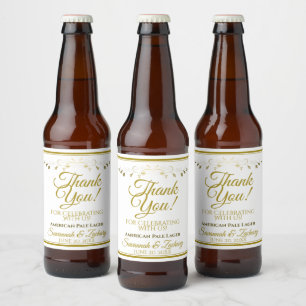 Étiquette Pour Bouteilles De Bière Merci Étiquette Mariage de bouteille de bière or