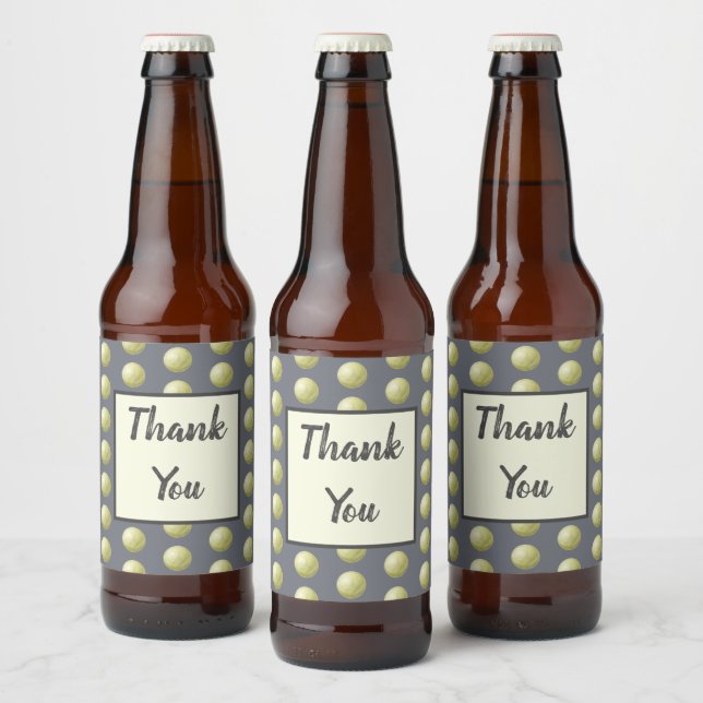 Étiquette Pour Bouteilles De Bière Merci Polka Dot Or Gris Gratuit (Bouteilles)
