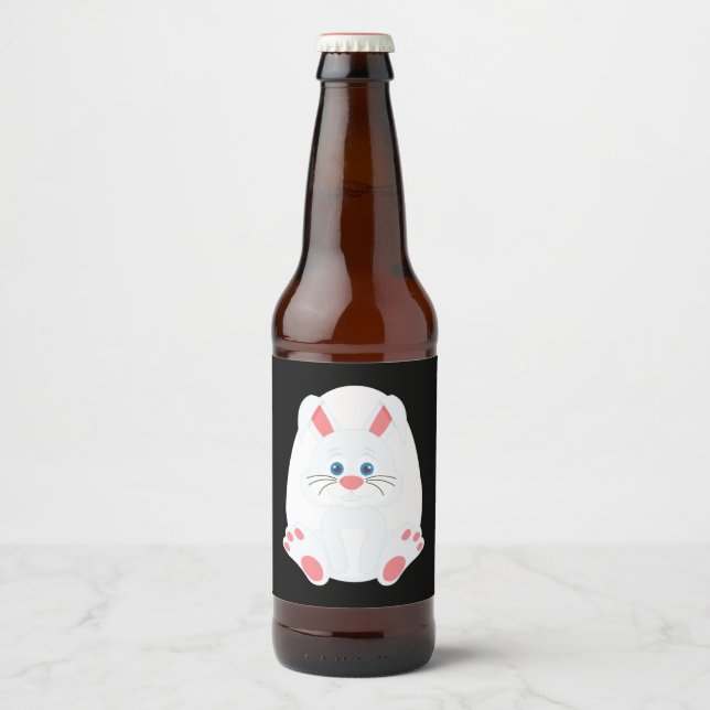Étiquette Pour Bouteilles De Bière Mignonne lapin et oeuf de Pâques (Devant)