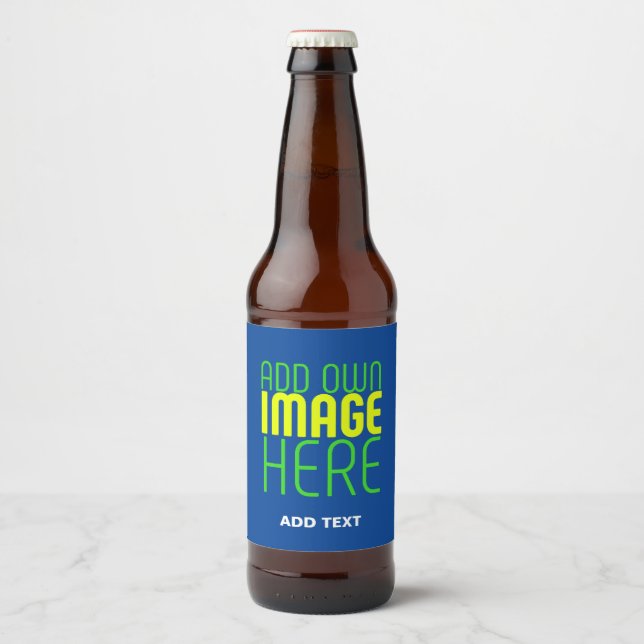 ÉTIQUETTE POUR BOUTEILLES DE BIÈRE MODELE DE TEXTE D'IMAGE BLEU COBALT MODIFIABLE MOD (Devant)