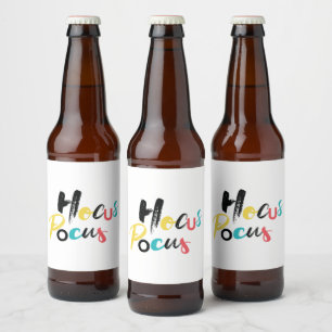 Étiquette Pour Bouteilles De Bière Moderne, coloré, amusant, cool, tendance Hocus Po
