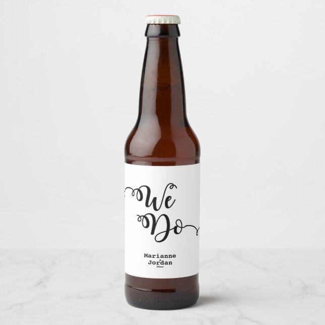 Étiquette Pour Bouteilles De Bière Moderne, Noir & Blanc "We Do" (Devant)