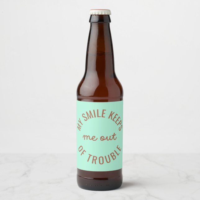 Étiquette Pour Bouteilles De Bière Mon Sourire M'Empêche D'Être Inquiète (Devant)
