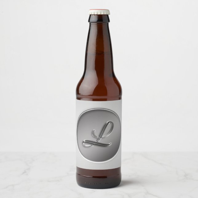 Étiquette Pour Bouteilles De Bière Monogramme "Lettre L" (Devant)