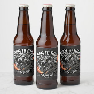 Étiquette Pour Bouteilles De Bière Motard - Born to ride flammes