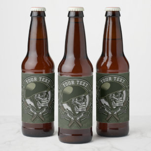 Étiquette Pour Bouteilles De Bière Motif camouflage militaire personnalisé Crâne de s