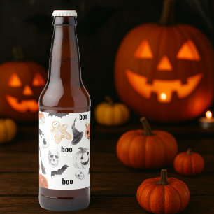 Étiquette Pour Bouteilles De Bière Motif d'horreur d'Halloween coloré  Bonne Hallowee