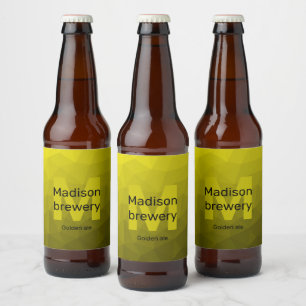 Étiquette Pour Bouteilles De Bière Motif en maille géométrique gris foncé jaune