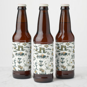 Étiquette Pour Bouteilles De Bière Motif faunique du parc national Yellowstone