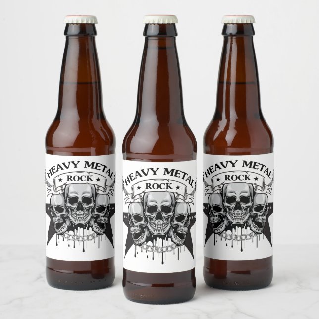 ÉTIQUETTE POUR BOUTEILLES DE BIÈRE MOTIF HEAVY METAL ROCK (Bouteilles)