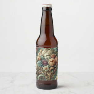 Étiquette Pour Bouteilles De Bière Motorcade infernale - Design floral gothique