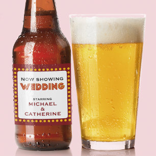 Étiquette Pour Bouteilles De Bière Movie Thème Mariage Marquee Sign avec des noms