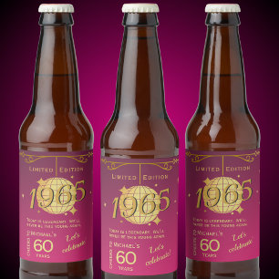 Étiquette Pour Bouteilles De Bière Né en 1965 60e anniversaire fête Étiquette de bièr