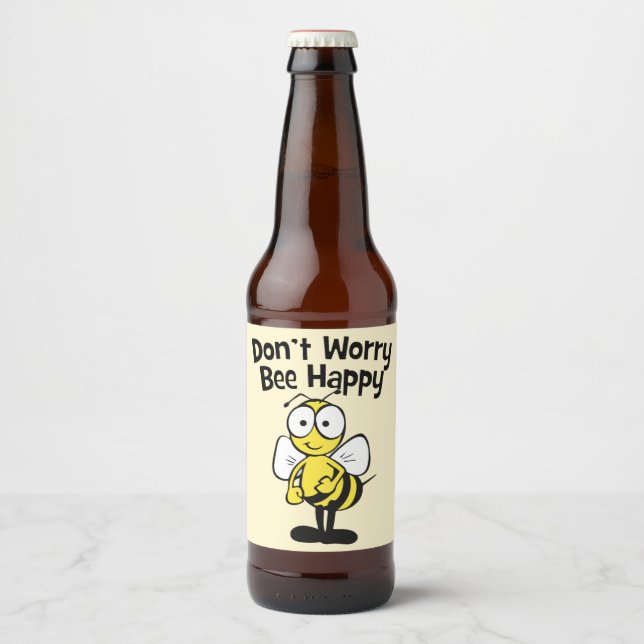 Étiquette Pour Bouteilles De Bière Ne t'inquiète pas d'être heureux | Bumble Bee (Devant)