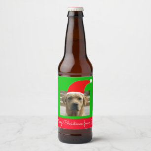 Étiquette Pour Bouteilles De Bière Noël de chien de Père Noël Joyeux de (votre tex